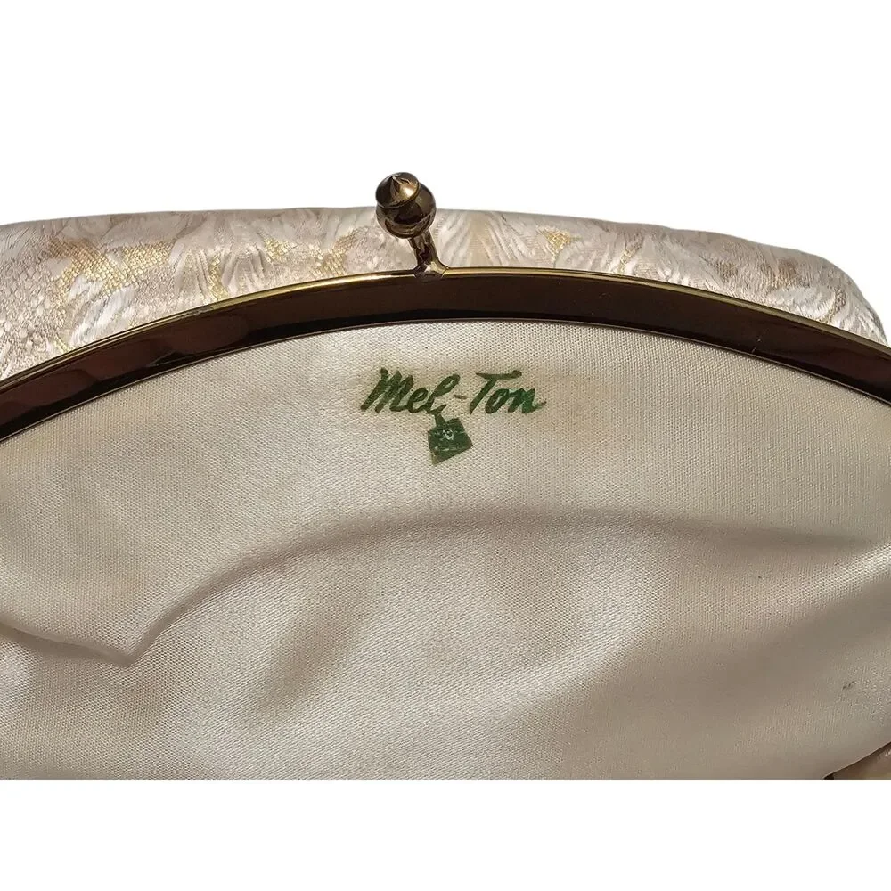 Vintage Mel-Ton Golden Brocade Folding Clutch with Kiss-Lock Clasp